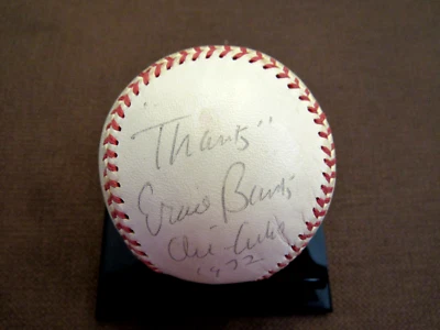 ERNIE BANKS CHICAGO CUBS HOF SIGNED AUTO VINTAGE SPALDING CUBS LOGO BASEBALL JSA - Image 1 of 3