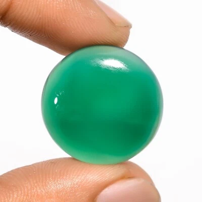 Piedra preciosa suelta cabujón de forma redonda de ónix verde natural de 24,5 quilates para joyería Foto 1 de 2