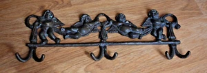 Vintage Messing Amor Engel 6 Schlüssel Aufhänger Haken ~ viktorianisch romanisch - Bild 1 von 7