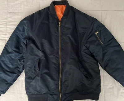 DELF U.S.A. Ejército Fuerza Aérea, Abrigo de Bombardero Militar Reversible Azul/Naranja 2XL Foto 1 de 4
