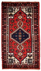 Handmade vintage Oriental rug 2.4' x 4.5' (74cm x 140cm) 1970s - 1C812 - Picture 1 of 9