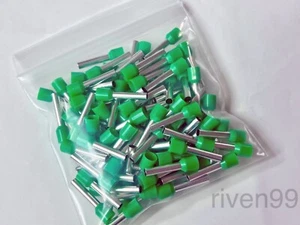 Lote de 100 férulas de alambre engarzado aislado largo E6018 6 mm^2 (10 AWG) VERDE - Imagen 1 de 3