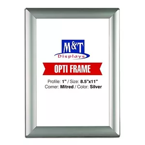 Opti Snap Poster Frame with Support Leg Aluminum Front Loading 8.5x11 Silver - Picture 1 of 9