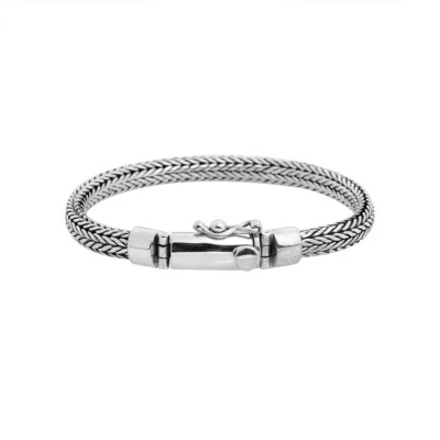 designer bali handmade 6 mm in solid 925 sterling silver snake chain bracelet - Image 1 of 4