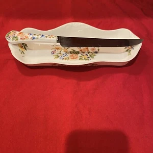 VINTAGE AYNSLEY COTTAGE Knife and Serving Plate - Picture 1 of 4