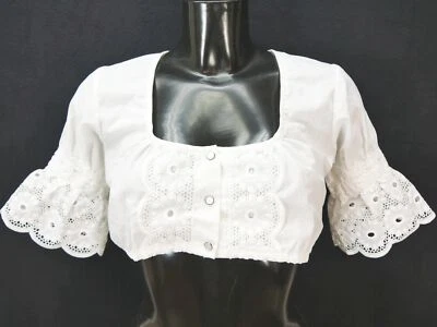 Gr.44 Dirndlbluse weiß Bluse für Dirndl mit Spitze und Stickerei B10242 - Bild 1 von 4