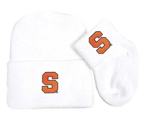 Syracuse Orange Newborn Baby Knit Cap and Socks Set Cover