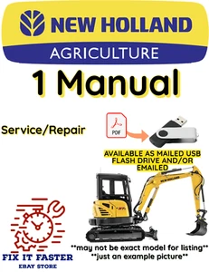 NEW HOLLAND E40.2 SR MINI-MIDI EXCAVATOR SERVICE REPAIR SHOP MANUAL PDF USB - Picture 1 of 3