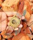 Antique Working Sundial Compass Wrist Watch with Rustic Engraved Compass, Size -