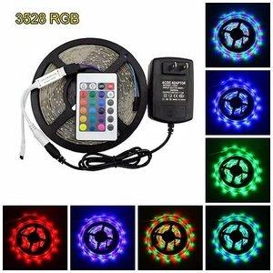 5M SMD RGB 3528 Waterproof IP65 300 LED Strip24 key Remote+12V 3A Power Supply - Picture 1 of 11