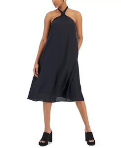 INC International Concepts Womens Size Large Halter-Neck Midi Dress in Black $89 - Picture 1 of 12