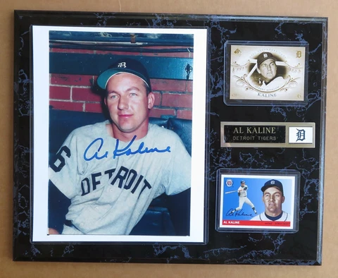 Al Kaline Detroit Tigers # 6  color photo 12x15 Plaque in dug out SIGNED COPY Cover