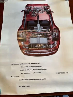 Factory Original Porsche 1995 911 Turbo Cutaway Vintage Poster - Image 1 of 4