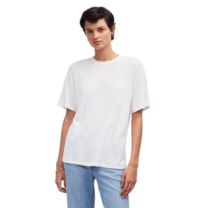 Camiseta Madewell Blanca Mezcla de Lino Grande Relajada Pequeña Nueva Con Etiquetas - Imagen 1 de 9