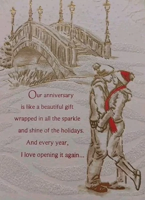 Tarjeta de felicitación y sobre de Navidad sin usar ~ aniversario de boda de Navidad Foto 1 de 4