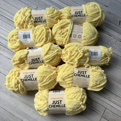 9 Skeins Premier Yarn Just Chenille Bulky 6 Yellow Lot 2388 - Image 1 of 3