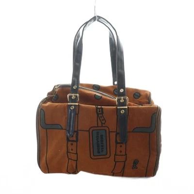 Roberta di amerino Mini Boston Bag Handbag Suede Leather Logo Brown GY18 MQ - Image 1 of 4