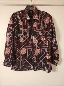Mens VTG Fubu Collection Shirt Logo All Over Print Button Up L/S Y2K Size Small - Picture 1 of 7