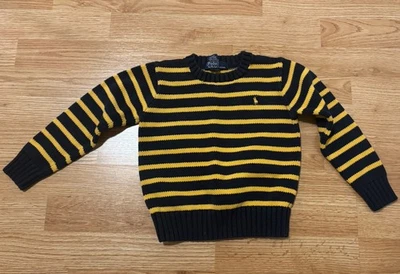 Suéter Ralph Lauren para niños de algodón a rayas amarillo y azul marino preppy clásico talla 5 Foto 1 de 4