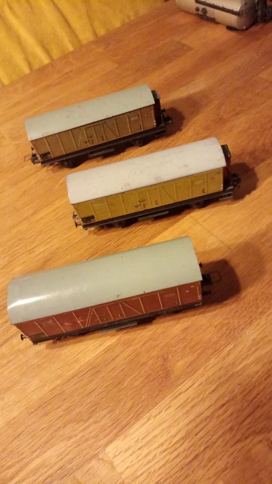 Trix Express H0 3 G-Wagen Blech/Tinplate, 40iger Jahre, DC Analog ohne OVP - Bild 1 von 2