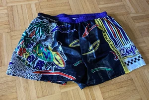 GLANZ SHORTS "bunt" Gay party schwarz NYLON neu OVP Gr.5/6 shiny Netz slip - Bild 1 von 4