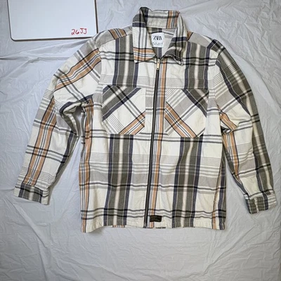 Chaqueta Zara Hombre, Cremallera Cuadros Talla Grande Blanco/Naranja/Gris/Azul/Verde Blusa Foto 1 de 4