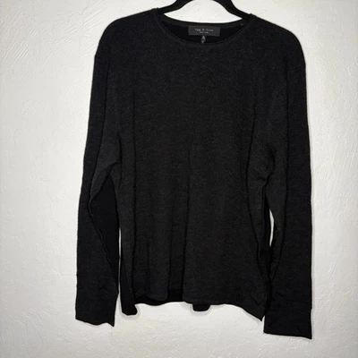 Rag & Bone Sweater Men’s XL Black Merino Wool Blend Knit Crew Pullover Seams - Image 1 of 4