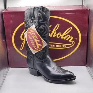 Vintage J Chisholm Mens J6000 Size 10.5D Black Soft Touch Cowhide Boots NEW - Picture 1 of 17