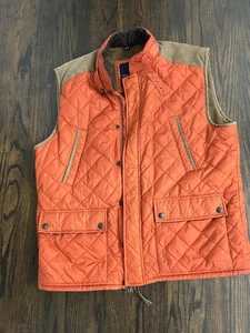 Vintage Tommy Hilfiger Steppweste Jacke Reißverschluss Orange 2XL Herren Fleecefutter - Bild 1 von 9