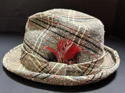 De Colección Sombrero Stetson Fedora Talla 7 1/4 Pluma Hombres Tweed Abuelo Papá Core Gorra en Lazo Foto 1 de 4
