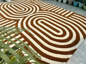 Handgefertigter moderner geometrischer, handgetufteter 5x8 & 6x9 Wollteppich | Wohnzimmer Schlafzimmer Dekor - Bild 1 von 5