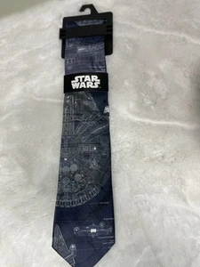 Star Wars Men’s Neck Tie Lucas Films Millennium Falcon Blue Prints Blue Rare - Picture 1 of 5