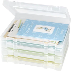 Large Plastic Paper Storage Box, 4 Pack Craft Organizer for A4 and 8.5x11 Paper - Picture 1 of 7