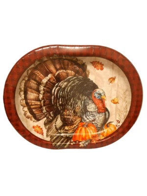 Timeless Turkey 8 Ct Paper Oval Buffet Platter 12 x 10 Thanksgiving - Image 1 of 2