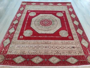 Authentic Royal Vintage 8 x 10 ft Hand Knotted Area Rug Pure Wool Silk 250x305 - Picture 1 of 21