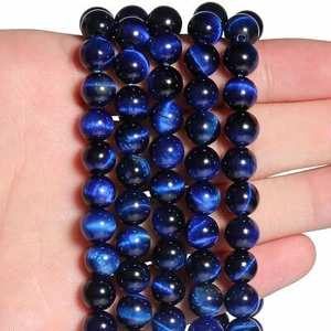 Blue Stone Beads - 4mm-12mm Round Spacer Bead Bracelet Charms DIY Jewelry Making - Picture 1 of 24