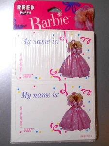 REED Paper BARBIE Party Sticker labels Name Tags SEALED 24ct My Name is VTG 1990 - Picture 1 of 4