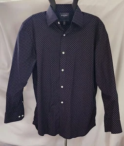 Bonobos Men's 16-1/2 -34 Blue Button Up Shirt Slim Fit Pink Diamond Stretch  - Picture 1 of 6