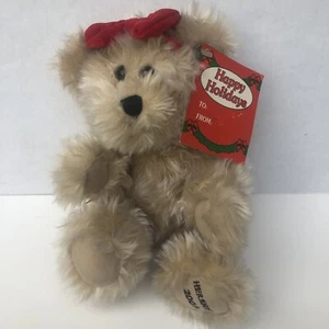 Oso de peluche Hershey's 2002 8" rojo tostado lazo Navidad con etiquetas chocolate - Imagen 1 de 12