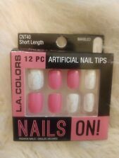 L.A Color 12 Artificial Nail Tips Short Mauve & Marble Fingernails Fake Nails  
