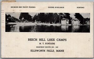Beech Hill Lake Camps Ellsworth Falls Maine Postcard R408