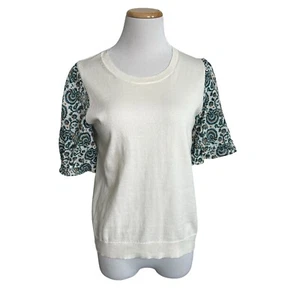 J Crew Women’s Top Size Small Short Sleeve Mixed Media Blouse - Picture 1 of 7