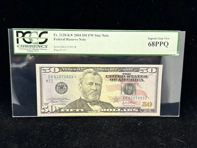 $50 - 2004K* STAR - Superb Gem New - PCGS 68 PPQ - Fr. 2128-K* - EK* Block - Image 1 of 4