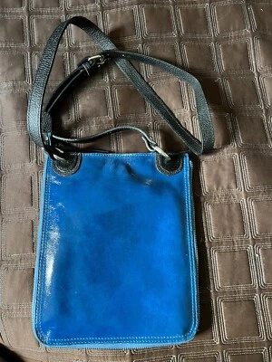 Cleo & Patek Paris COBALT BLUE leather Crossbody Bag 8”x10” - Image 1 of 4