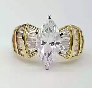 4.15 Ct Marquise Cut Solitaire Moissanite Engagement Ring Solid 14K Yellow Gold - Picture 1 of 14