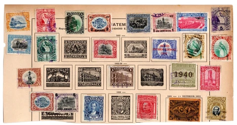 Stamp Collection- Guatemala on album page remnants (C555) Cover