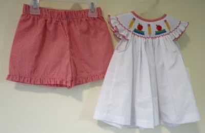 NWT Southern Sunshine Books And Pencils Smocked Outfit Girl's Size 18 Months - Image 1 of 2