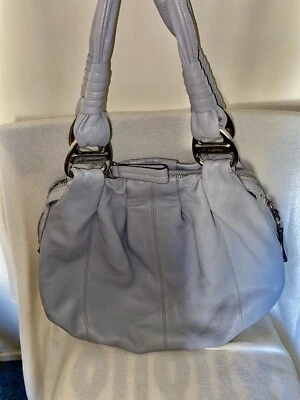 Bolso de Hombro B Makowsky Gris Cuero Suave Boho Hobo Grande Gran Tamaño Doble Correa Foto 1 de 4