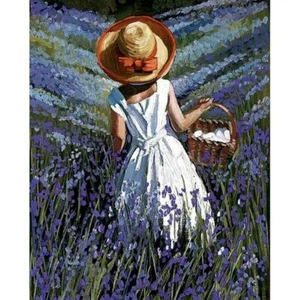 Paint By Numbers Adults kids Little Girl In Gras DIY Painting Kit 40x50CM Canvas - Picture 1 of 10