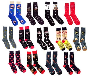 NOVELTY CASUAL FUNNY CHARACTER ALL OVER PRINT PATTERN MENS CREW SOCKS TUBE RETRO - Picture 1 of 23